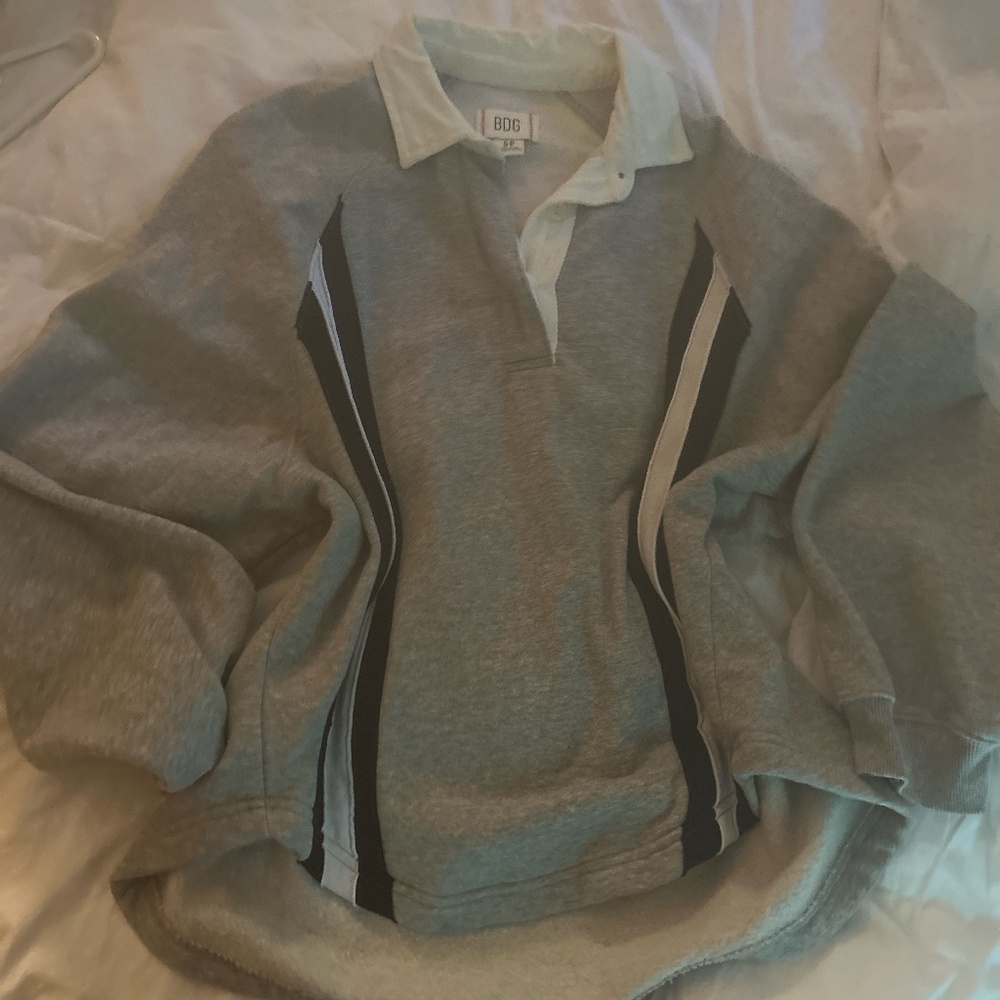 button up striped pullover